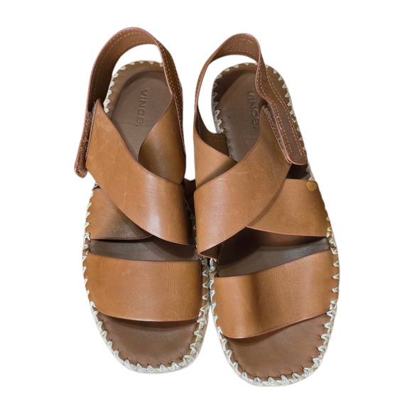 VINCE Tenison Brown Leather Sandals espadrilles size 9.5 - Picture 2 of 10